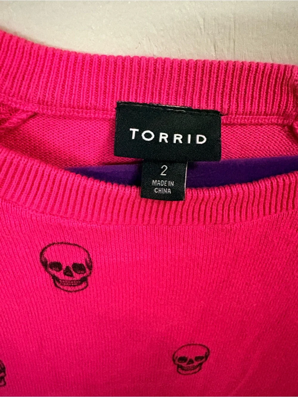 Torrid Hot Pink Skull Print Sweater Womens size 2